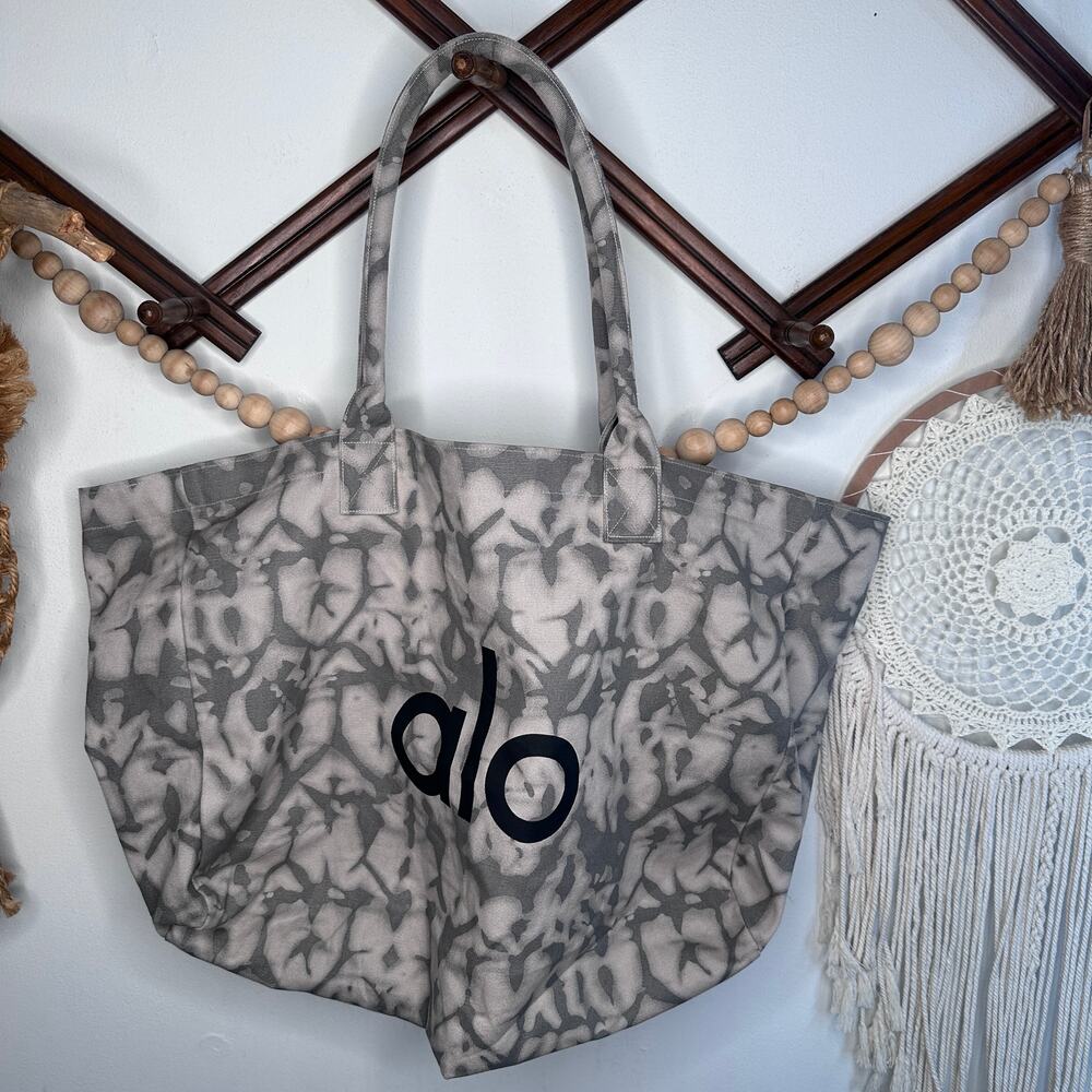 ALO Yoga Gray Tie Dye Canvas Tote